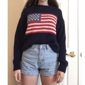 vintage crew neck american flag sweater🇺🇸